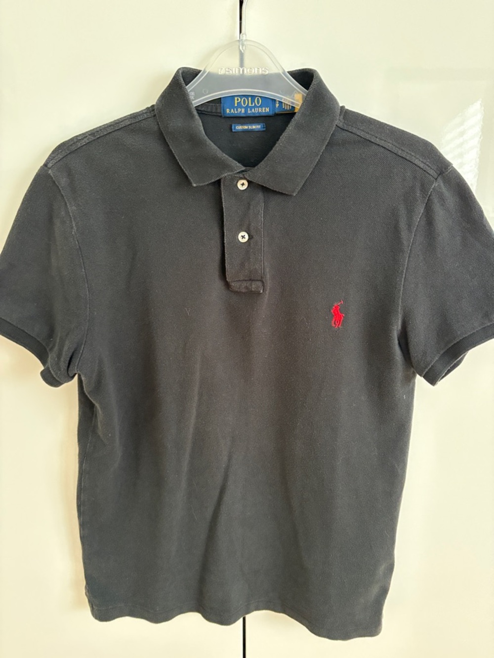 Polo by Ralph Lauren Black Short-Sleeve Polo with Red Pony Small
